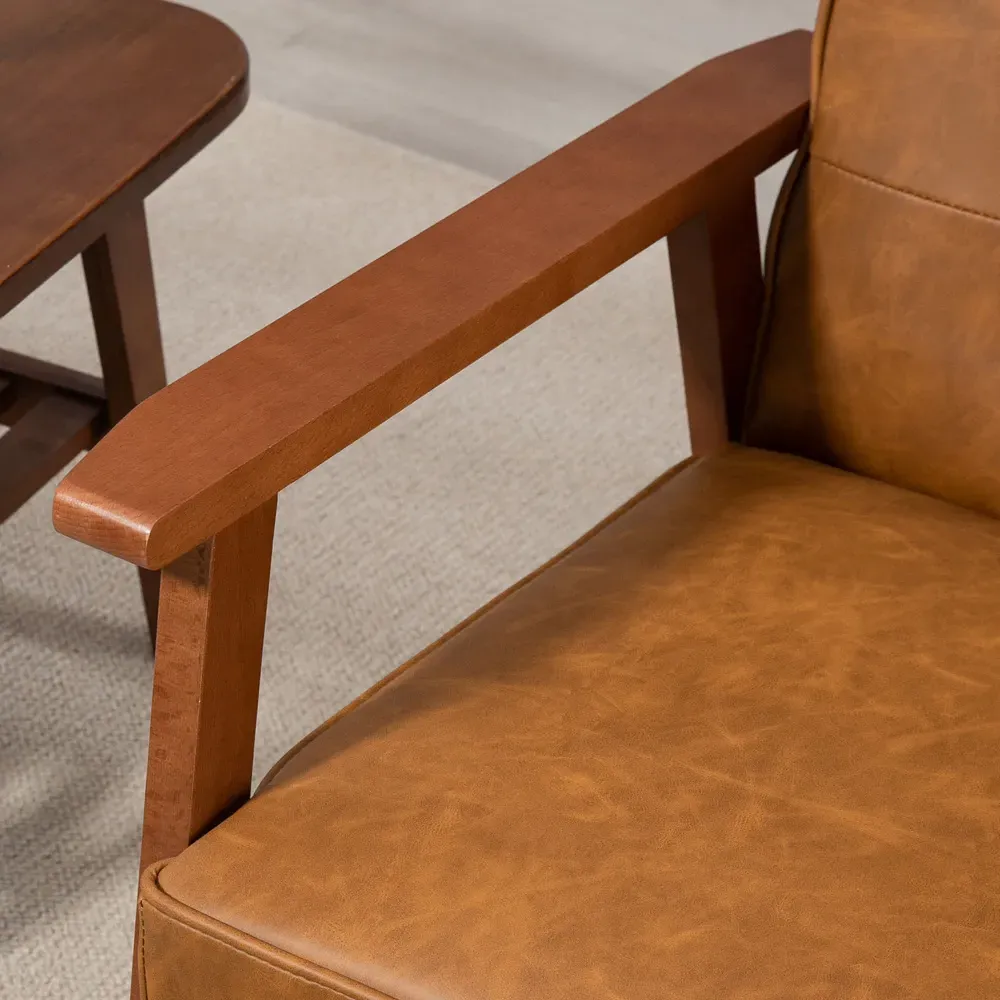 Accent Armchair - Brown, PU Leather