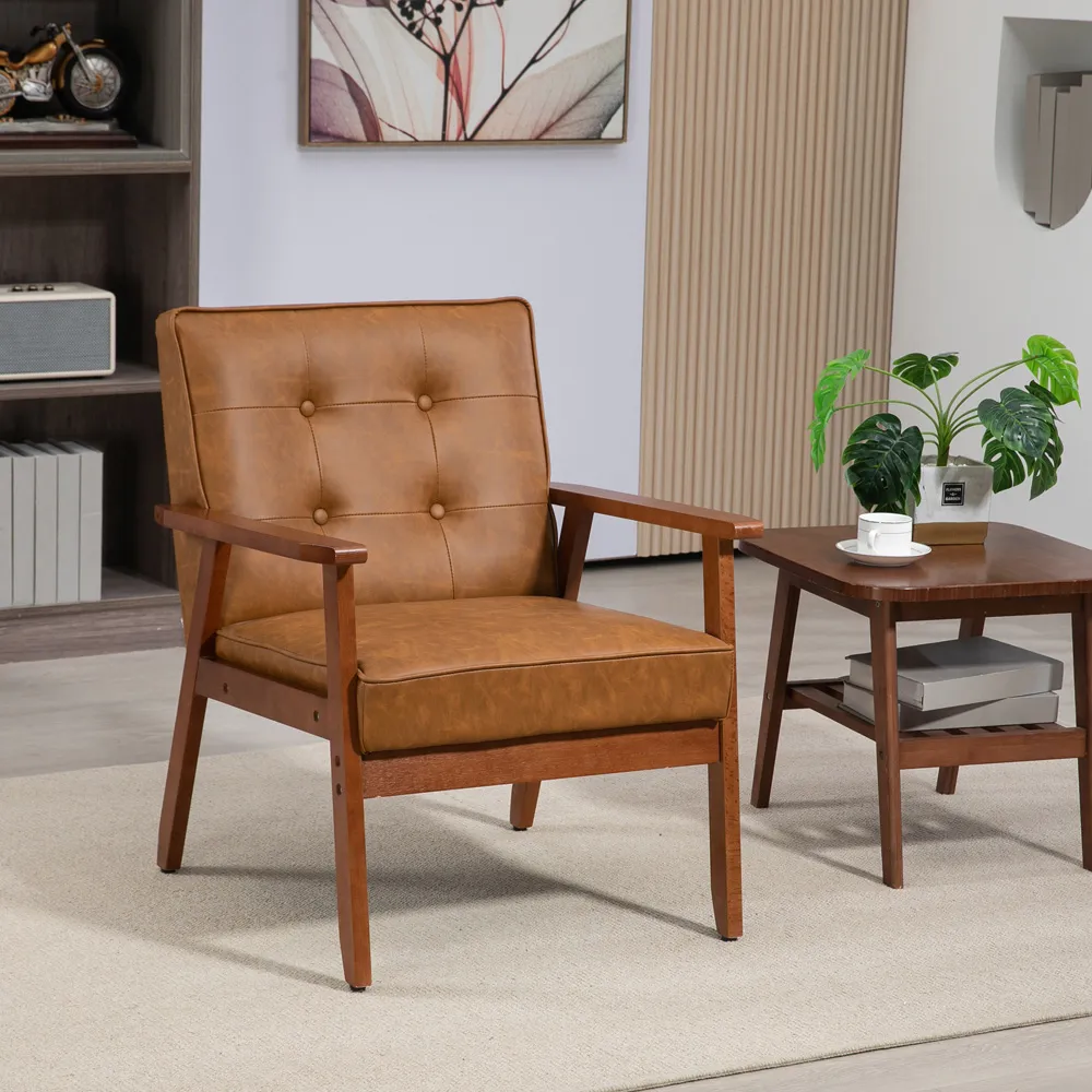 Accent Armchair - Brown, PU Leather
