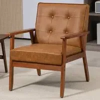 Accent Armchair - Brown, PU Leather