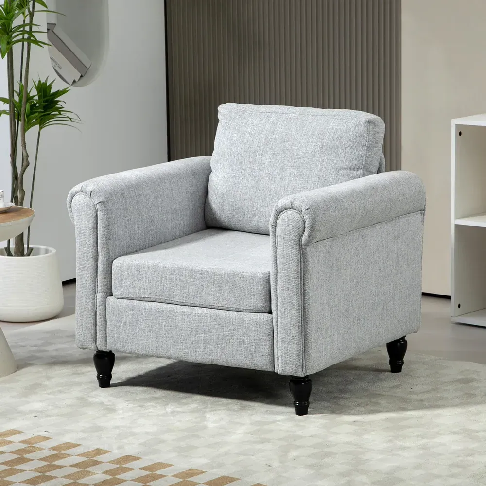 Accent Armchair with Back Pillow - Grey