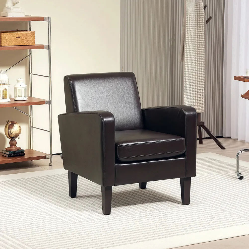 Accent Armchair with Rubber Wood Legs - Brown
