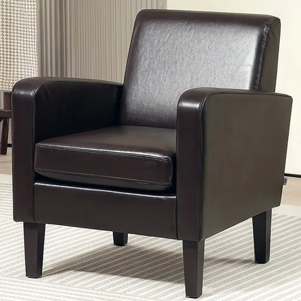 Accent Armchair with Rubber Wood Legs - Brown image