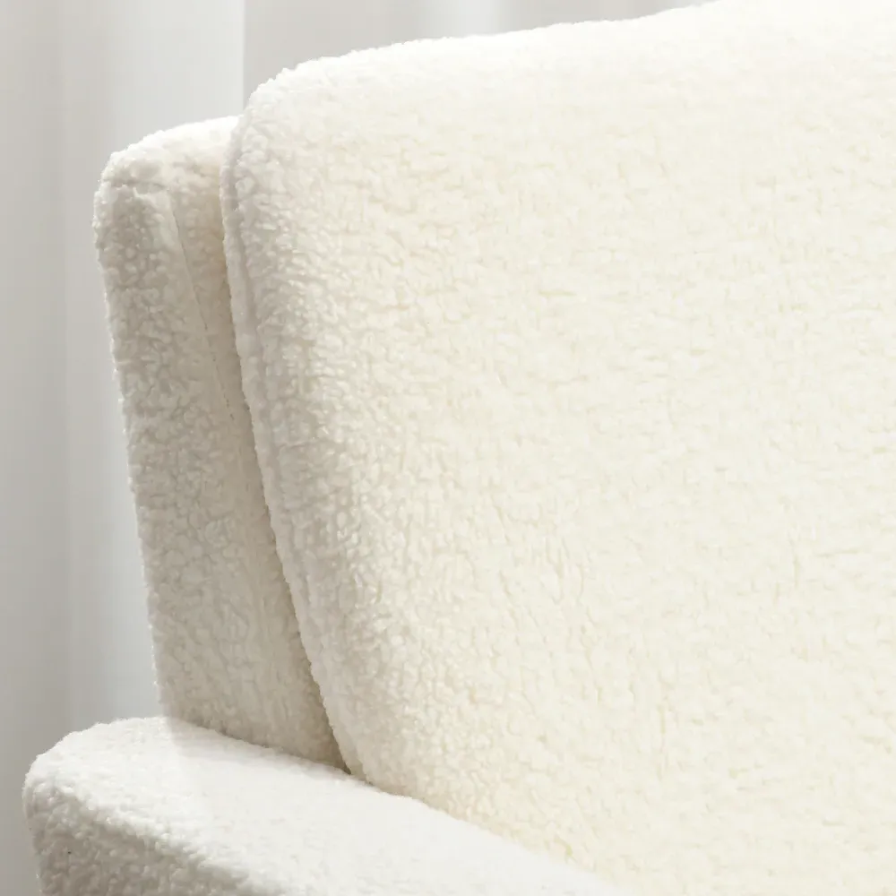 Accent Armchair with Wood Legs - Cream, Teddy Fleece