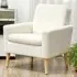 Accent Armchair with Wood Legs - Cream, Teddy Fleece