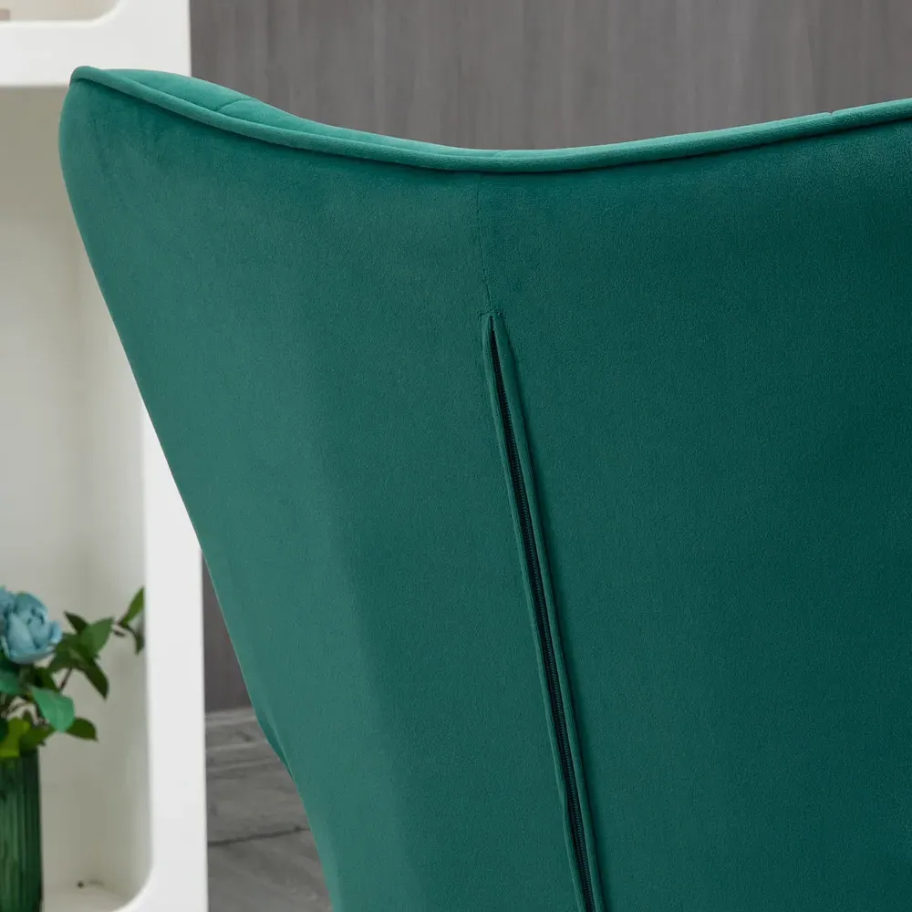 Accent Chair with Footstool - Dark Green, Velvet