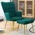 Accent Chair with Footstool - Dark Green, Velvet