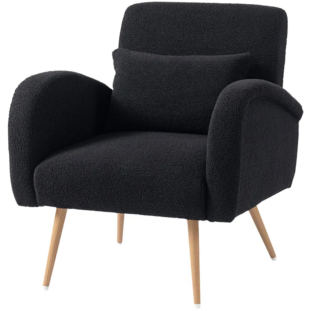 Accent Chair with Metal Legs - Black, Teddy Fleece