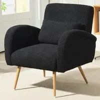 Accent Chair with Metal Legs - Black, Teddy Fleece
