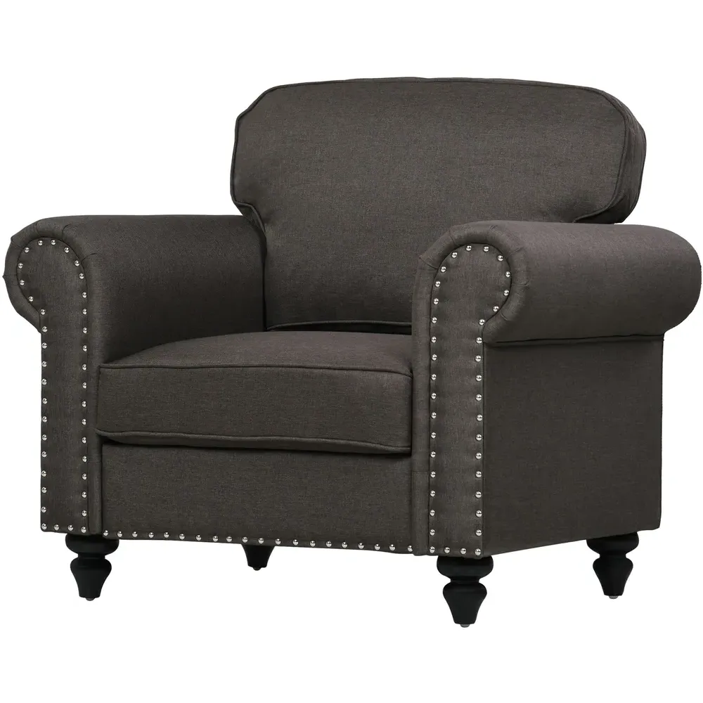 Accent Chair with Nailhead Trim - Brown, Fabric