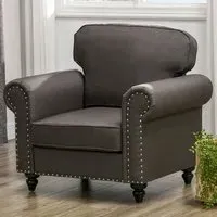 Accent Chair with Nailhead Trim - Brown, Fabric