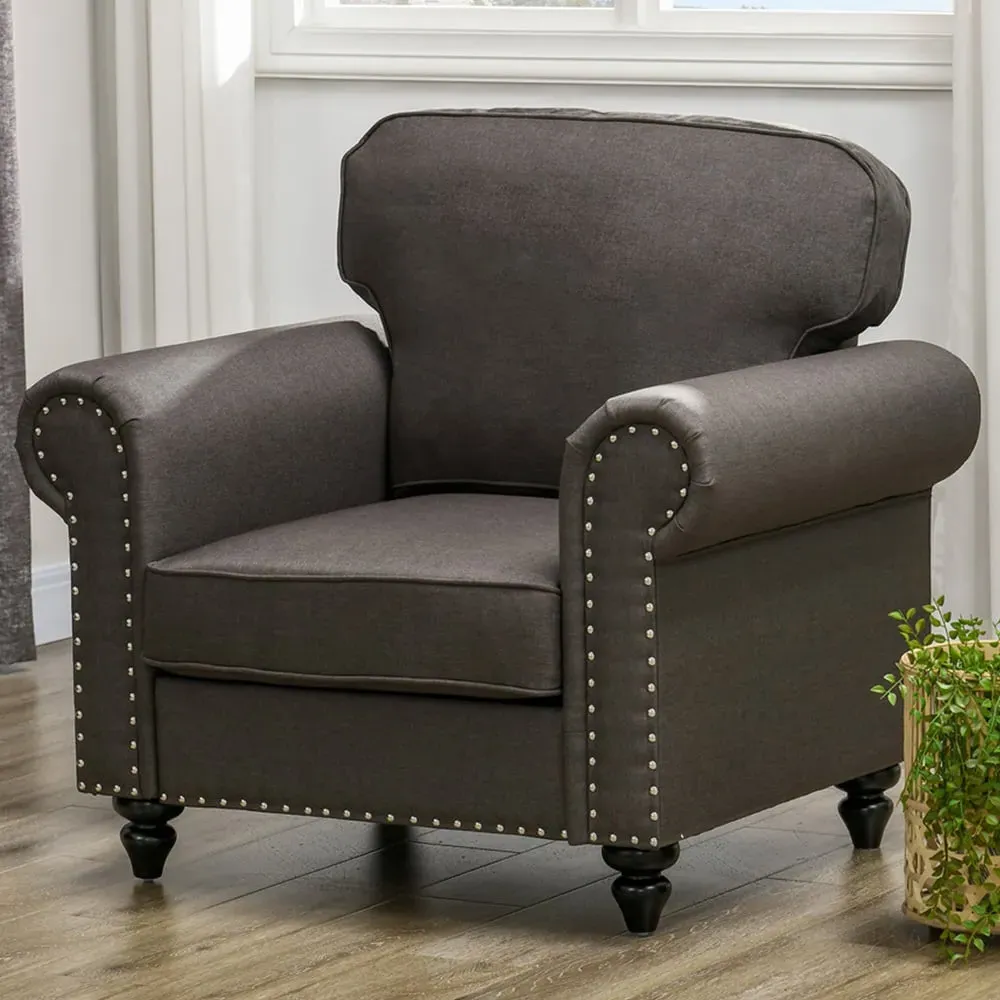 Accent Chair with Nailhead Trim - Brown, Fabric image