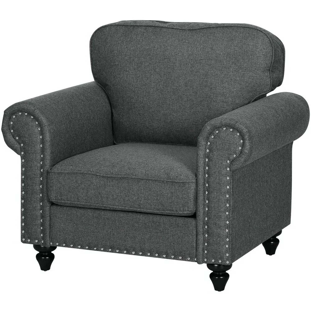 Accent Chair with Nailhead Trim - Grey, Fabric