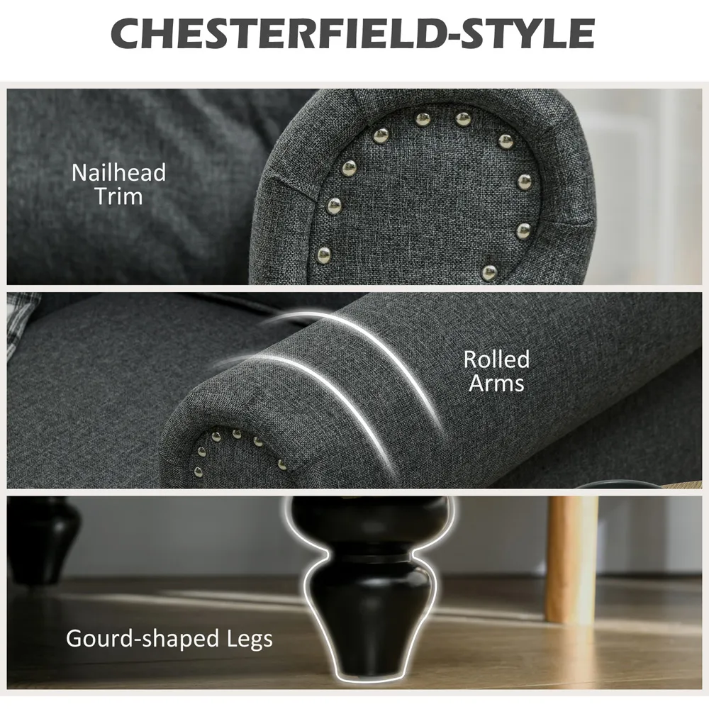 Accent Chair with Nailhead Trim - Grey, Fabric