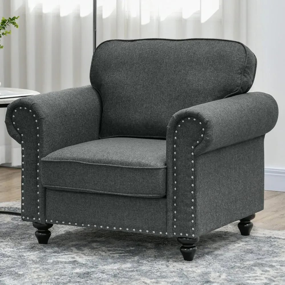 Accent Chair with Nailhead Trim - Grey, Fabric image