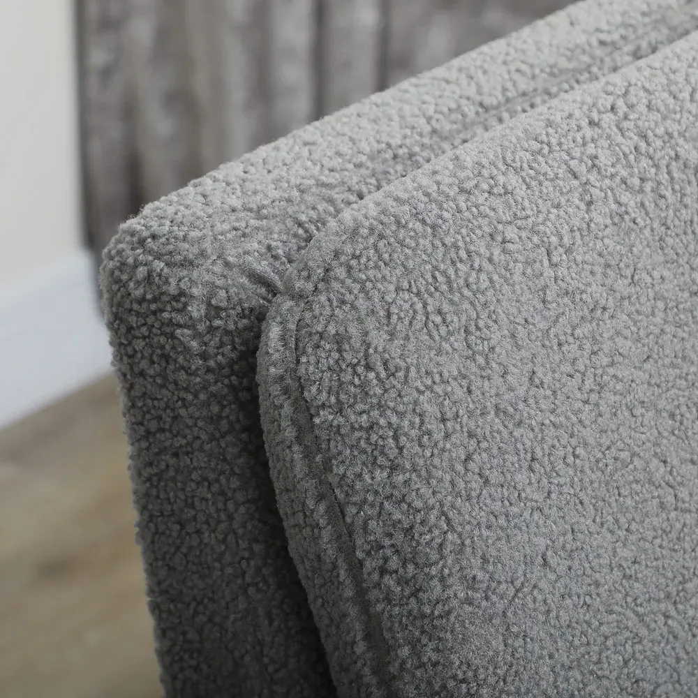 Accent Chair with Wooden Legs - Grey, Teddy Fleece