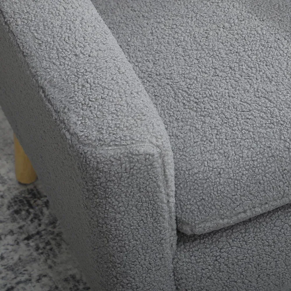 Accent Chair with Wooden Legs - Grey, Teddy Fleece