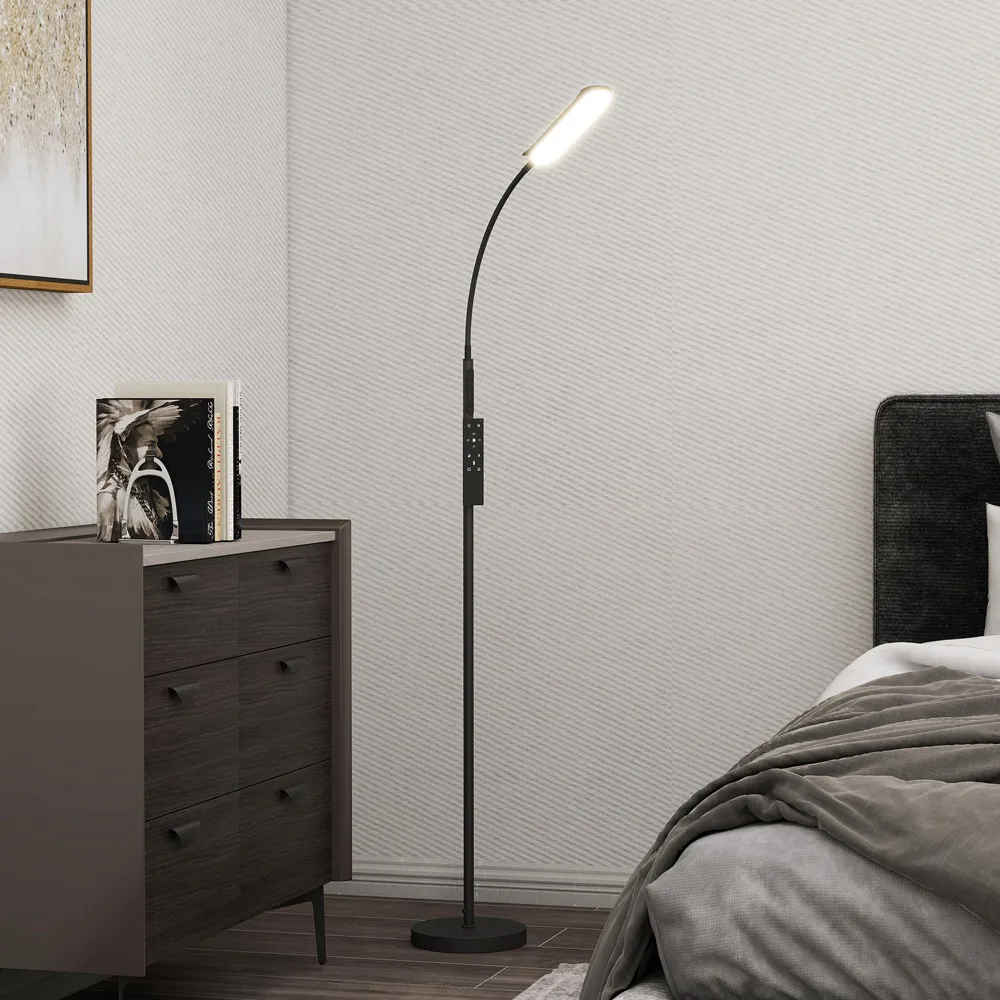 Adjustable Floor Lamp with Remote Control - Black, LED