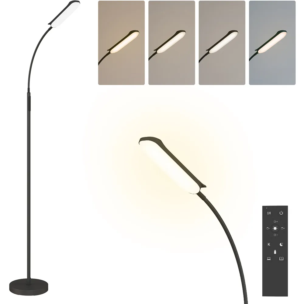 Adjustable Floor Lamp with Remote Control - Black, LED