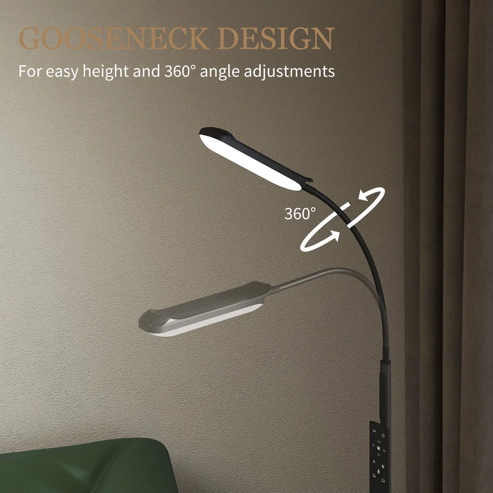 Adjustable Floor Lamp with Remote Control - Black, LED