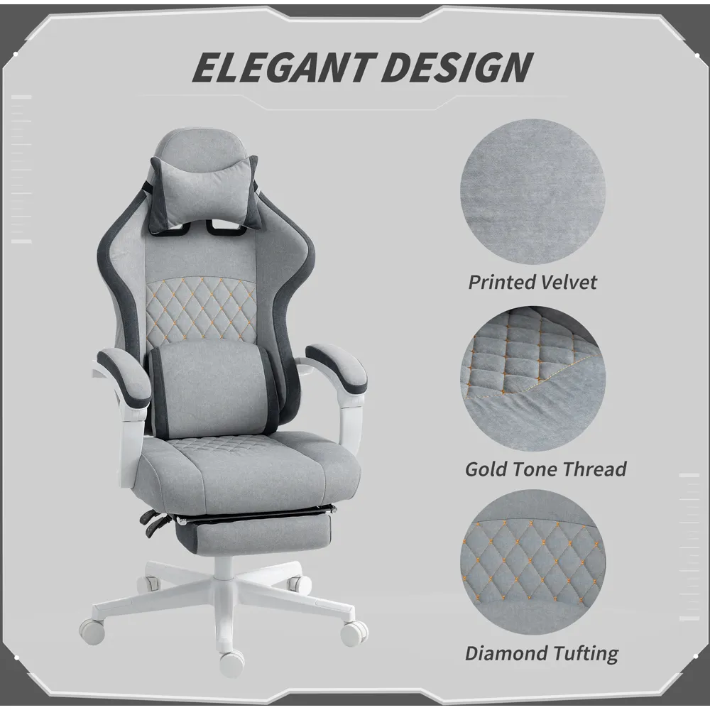 Adjustable Height Recliner Chair - Grey, Velvet