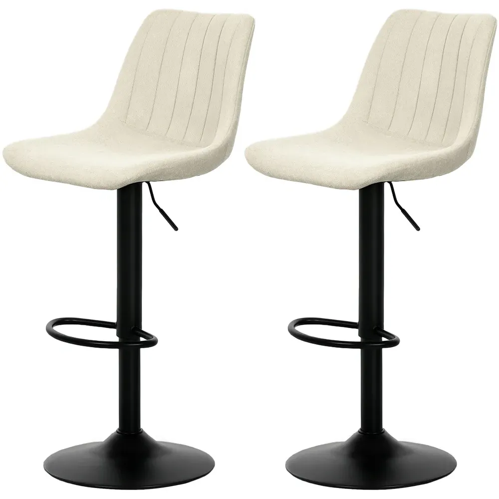 Adjustable Swivel Bar Chair with Backrest Set of 2 - Beige