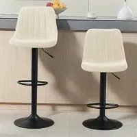 Adjustable Swivel Bar Chair with Backrest Set of 2 - Beige