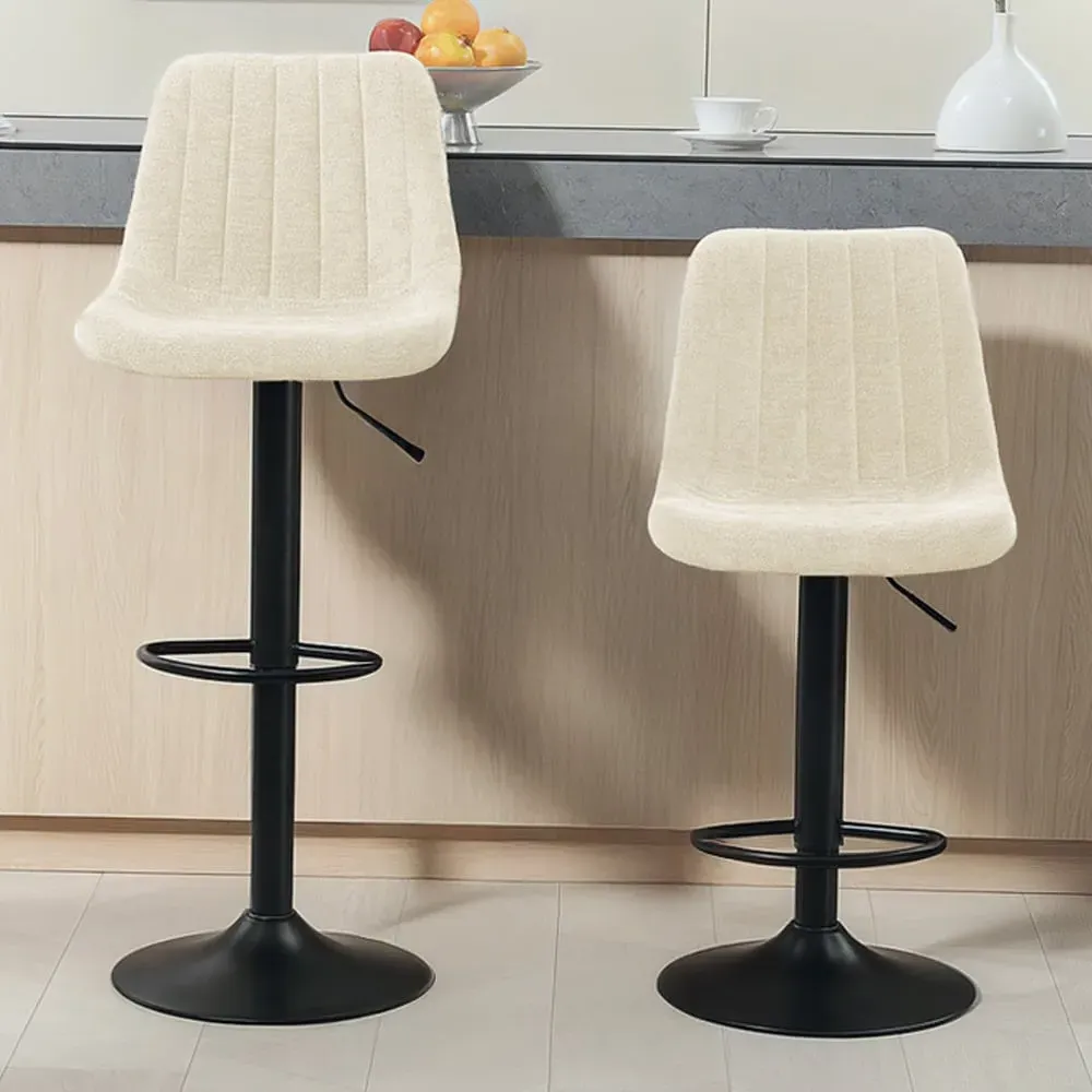 Adjustable Swivel Bar Chair with Backrest Set of 2 - Beige
