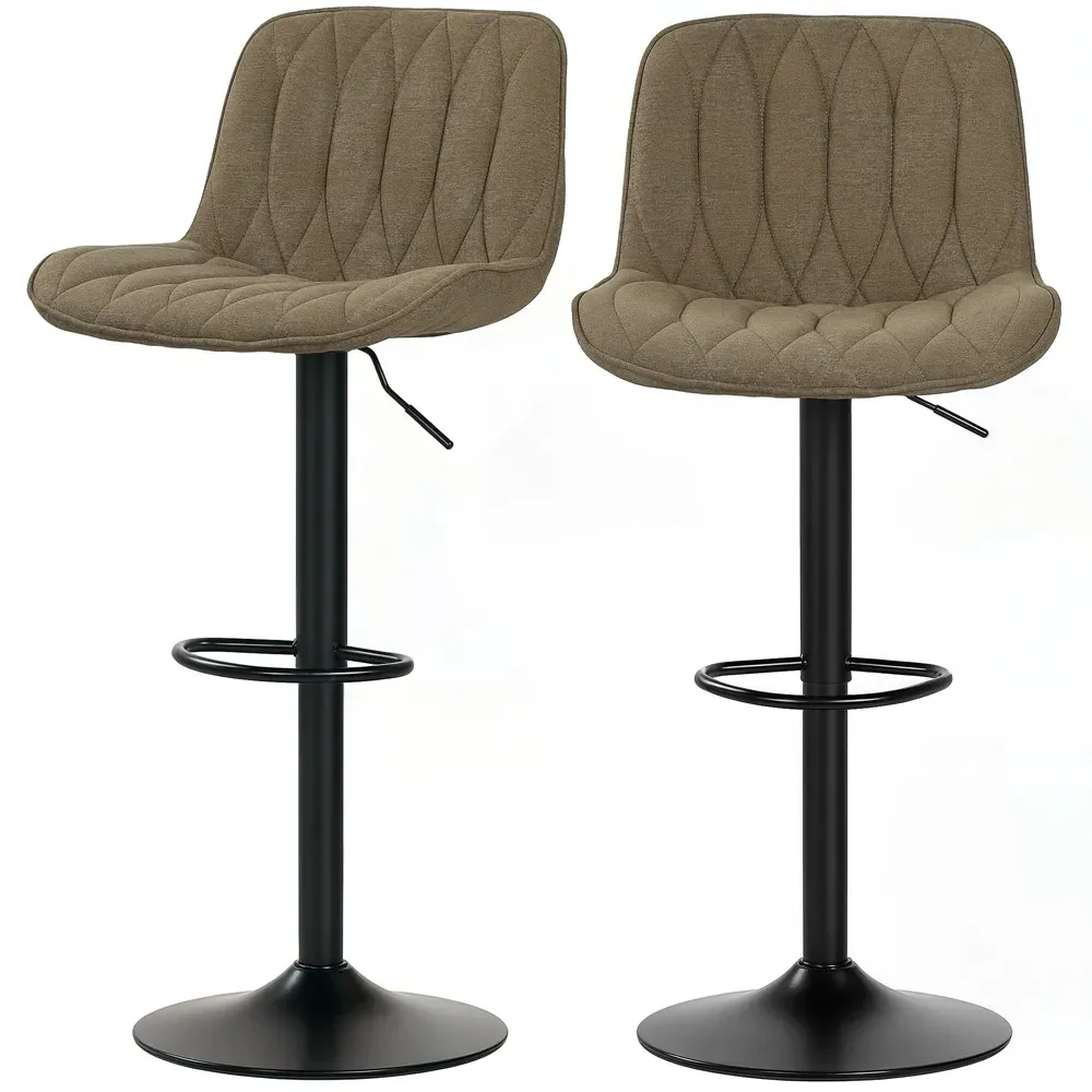 Adjustable Swivel Bar Chair with Backrest Set of 2 - Brown