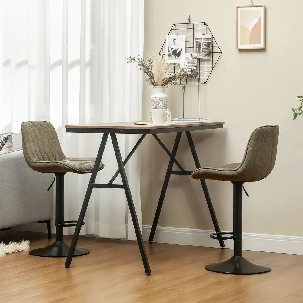 Adjustable Swivel Bar Chair with Backrest Set of 2 - Brown