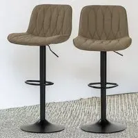 Adjustable Swivel Bar Chair with Backrest Set of 2 - Brown