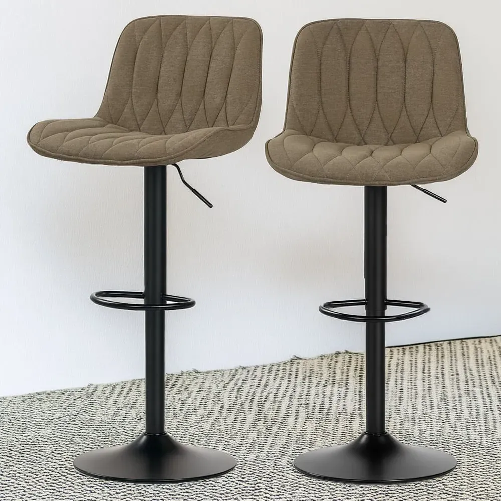 Adjustable Swivel Bar Chair with Backrest Set of 2 - Brown