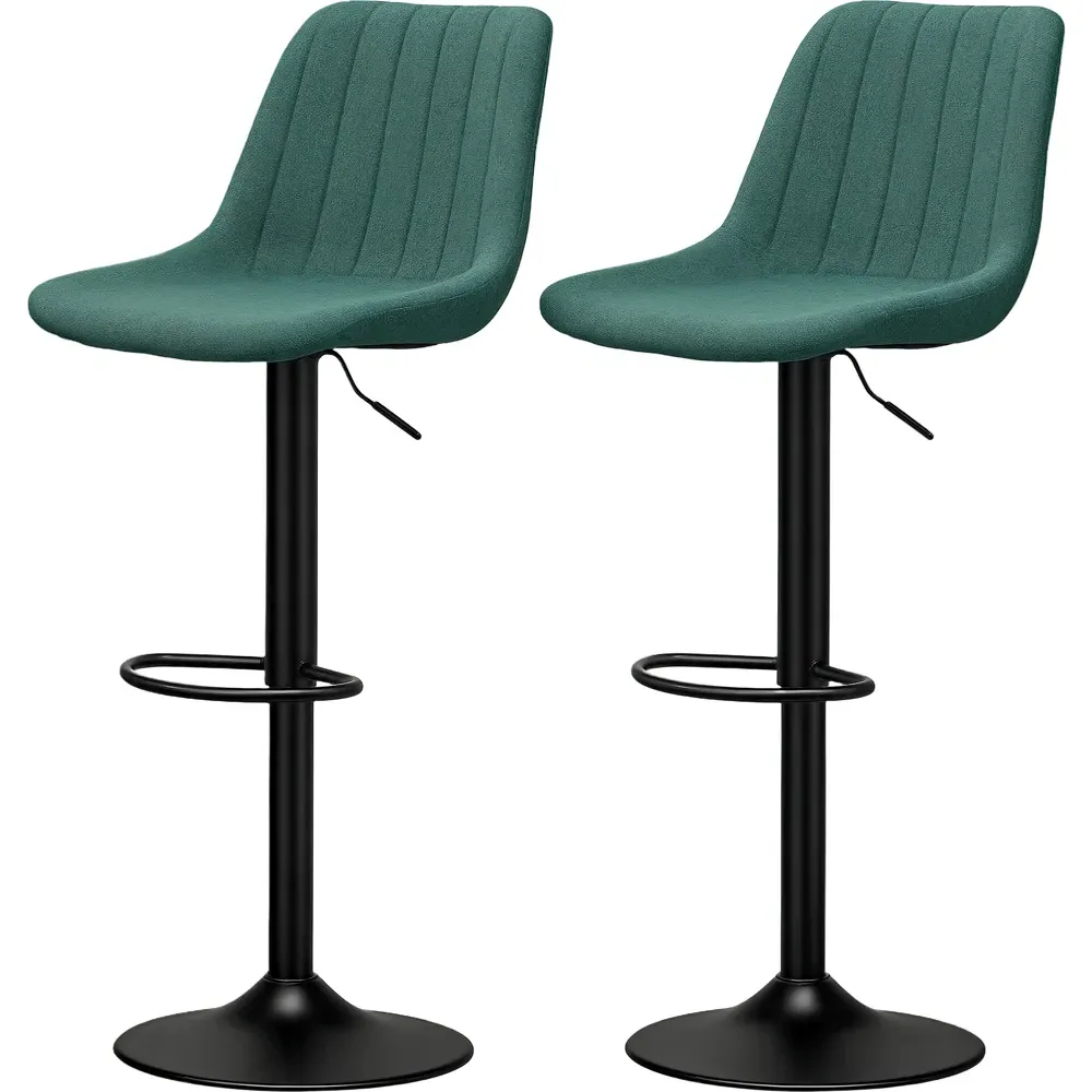 Adjustable Swivel Bar Chair with Backrest Set of 2 - Green