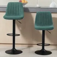 Adjustable Swivel Bar Chair with Backrest Set of 2 - Green