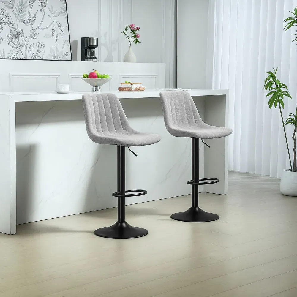 Adjustable Swivel Bar Chair with Backrest Set of 2 - Grey