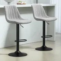 Adjustable Swivel Bar Chair with Backrest Set of 2 - Grey