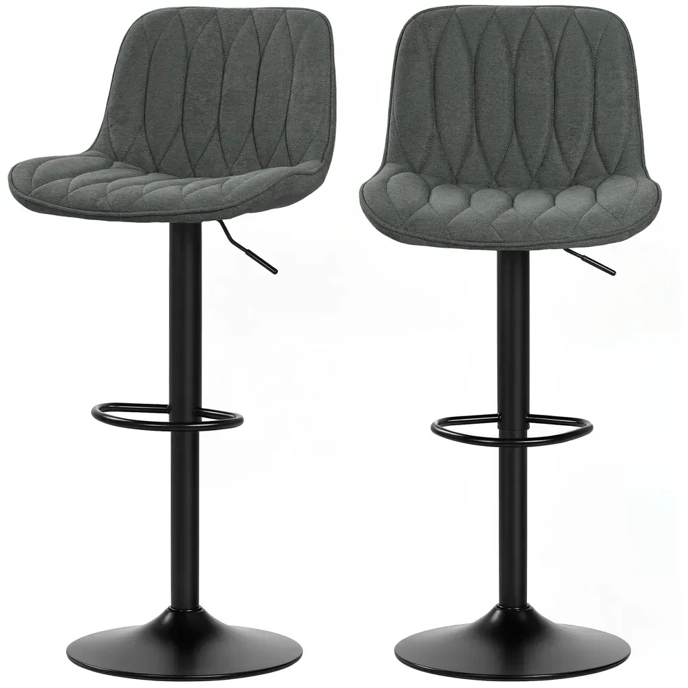 Adjustable Swivel Bar Chair with Backrest Set of 2 - Grey