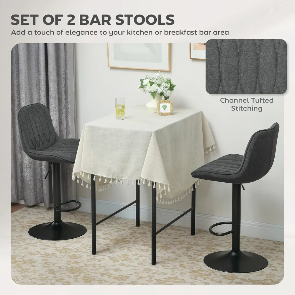Adjustable Swivel Bar Chair with Backrest Set of 2 - Grey