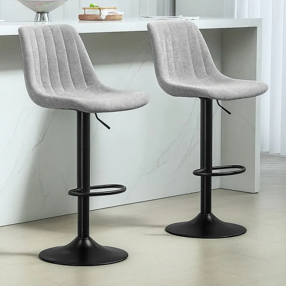 Adjustable Swivel Bar Chair with Backrest Set of 2 - Grey