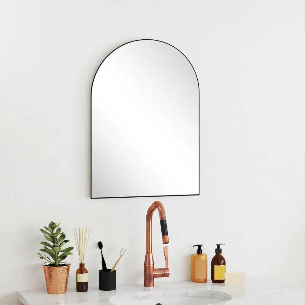 Arch Wall Mirror with Steel Frame - Black