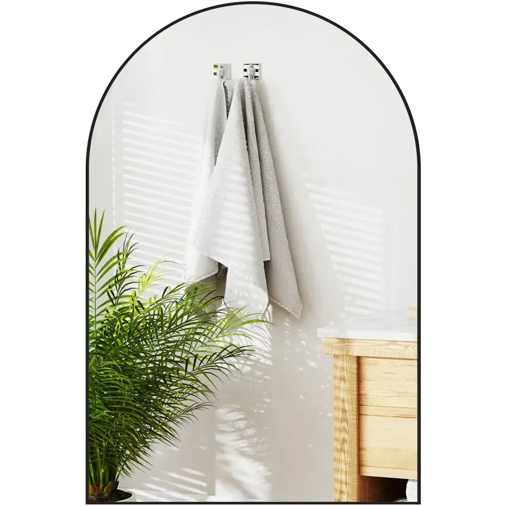 Arch Wall Mirror with Steel Frame - Black