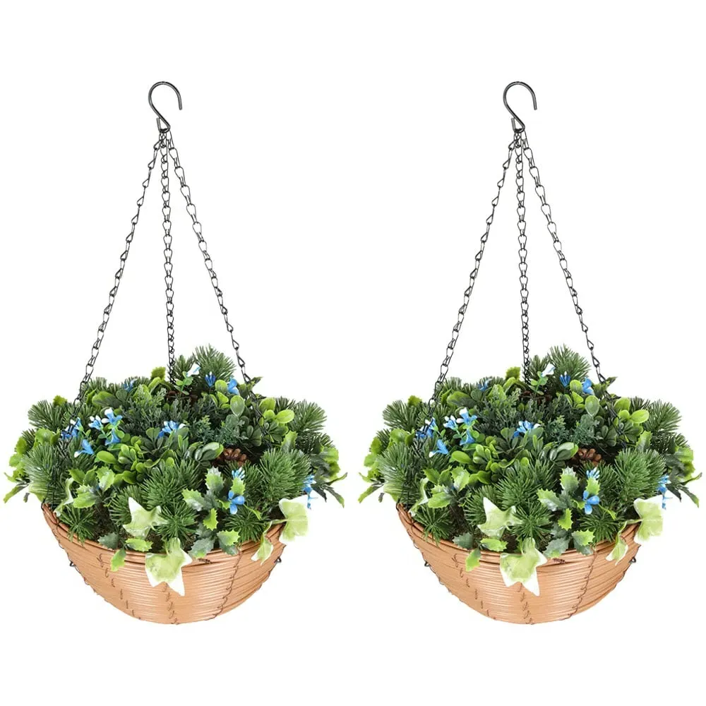 Artificial Flower Hanging Basket 2 Pack - Green