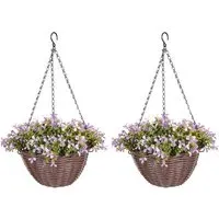 Artificial Flower Hanging Basket 2 Pack - Purple