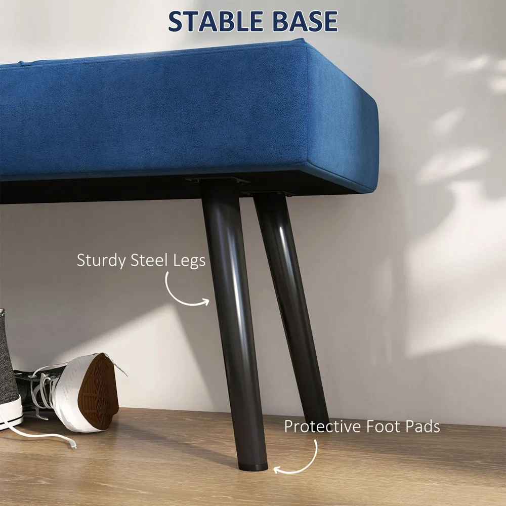 Bed End Bench with X-Shape Design - Blue