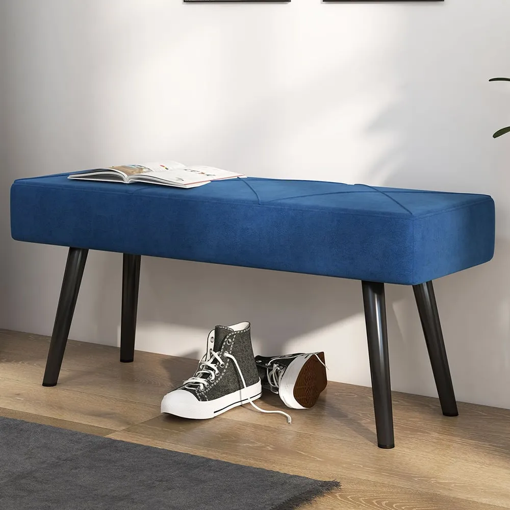 Bed End Bench with X-Shape Design - Blue image