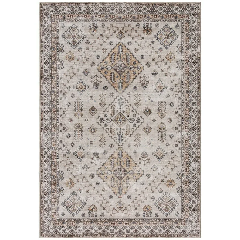 Beige Flannel Non Slip Rug - Yellow, Flannel