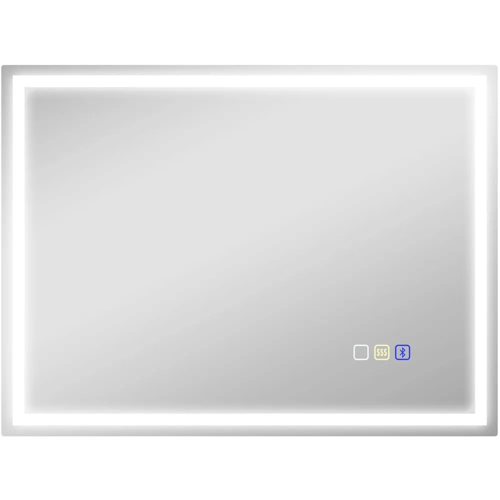 Bluetooth Frameless LED Bathroom Mirror with Demister - Silver