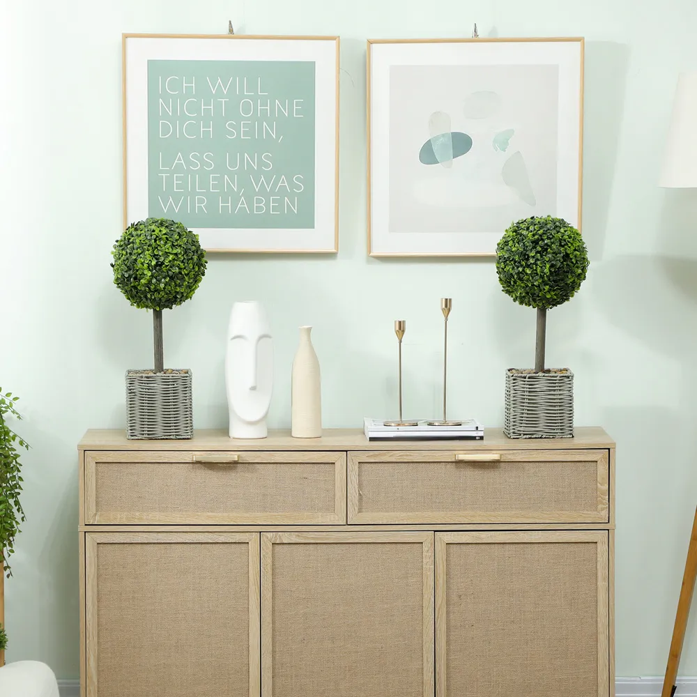 Boxwood Topiary Ball Artificial Plant Pot 50cm 2 Pack - Green