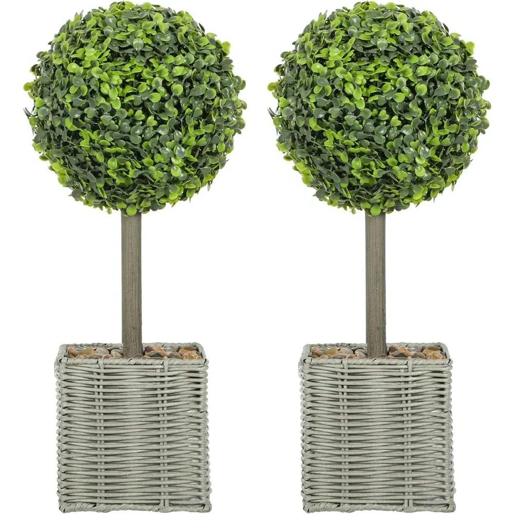 Boxwood Topiary Ball Artificial Plant Pot 50cm 2 Pack - Green image
