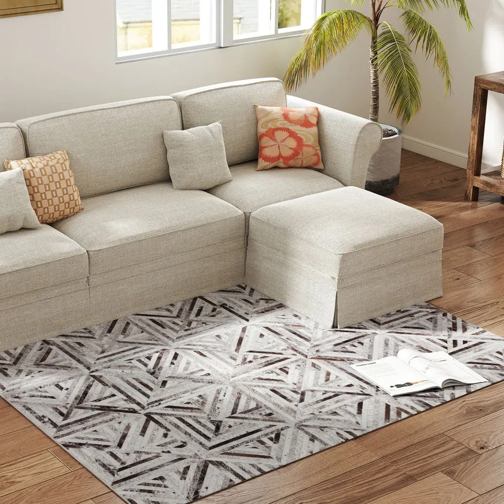 Brown Triangle Pattern Non Slip Rug - Brown, Chenille