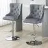 Button Tufted Adjustable Swivel Bar Chair with Footrest Set of 2 - Grey